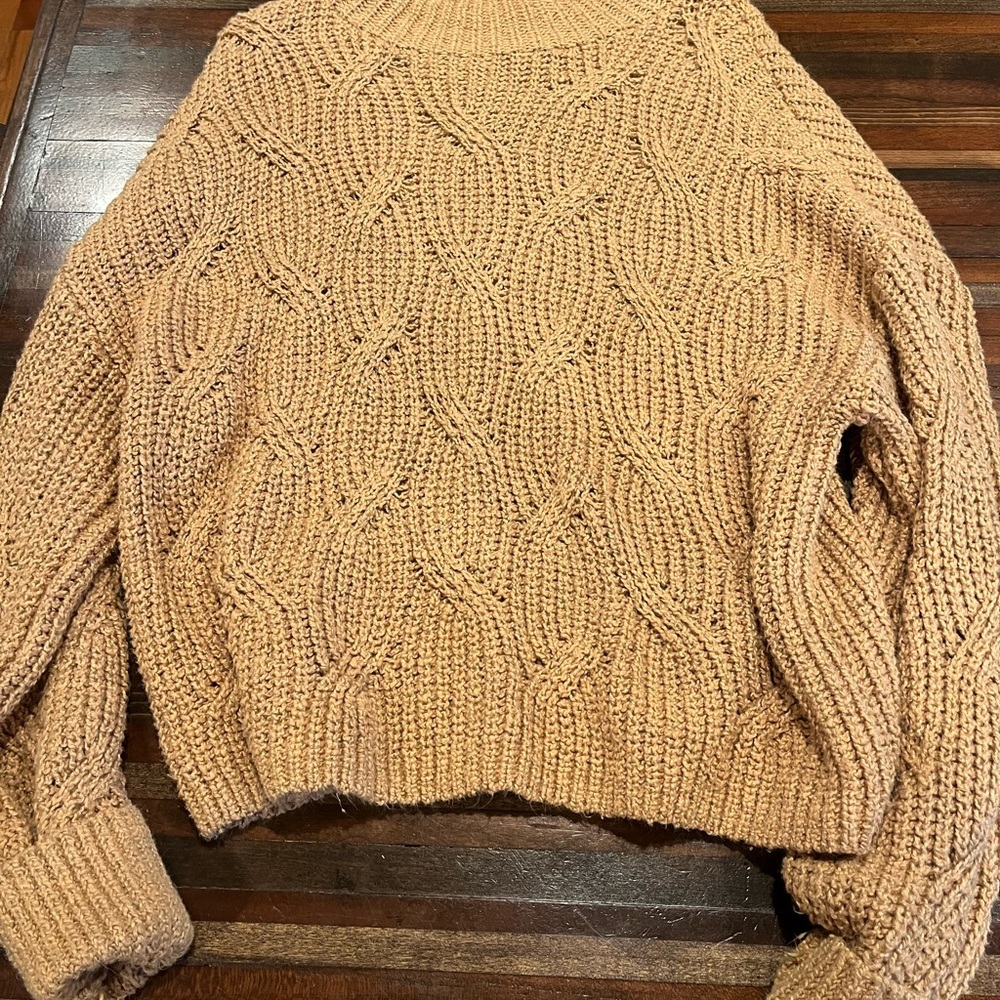 Cozy Tan Cable Knit Sweater